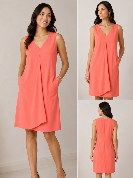 Trina Turk Dresses & Skirts - Trina Turk Coral Sleeveless V-Neck Shift Dress Size L